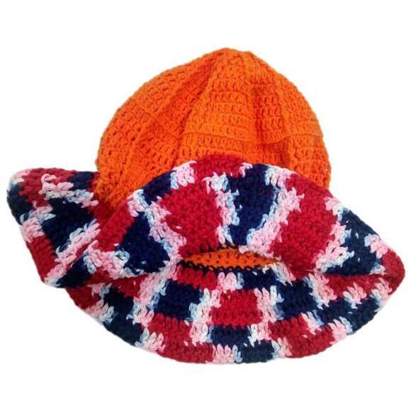 Orange Patriot Crochet Hat - Handmade USA Brim Hat